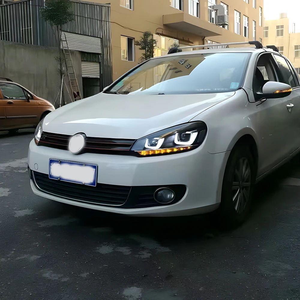 

Автомобильные фары в сборе для VW Golf 6 MK6 R20 2009-2012, обновление, двойной U-образный дизайн, светодиодный объектив проектора, аксессуары для автомобильных фар
