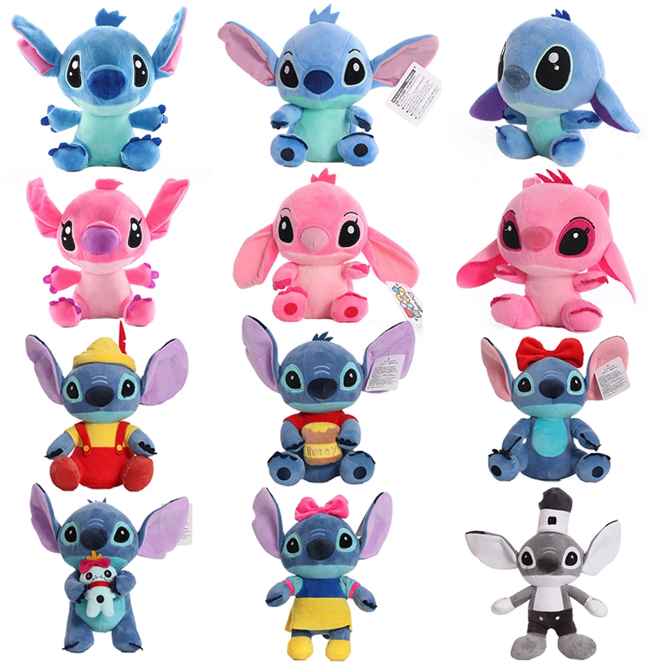 Disney 18cm Oryginalny Pluszowy Stitch z Filmu dla Dzieci, Model z Kreskówki, Figurki Akcji, Wypchane Zabawki, Zawieszka, Prezent