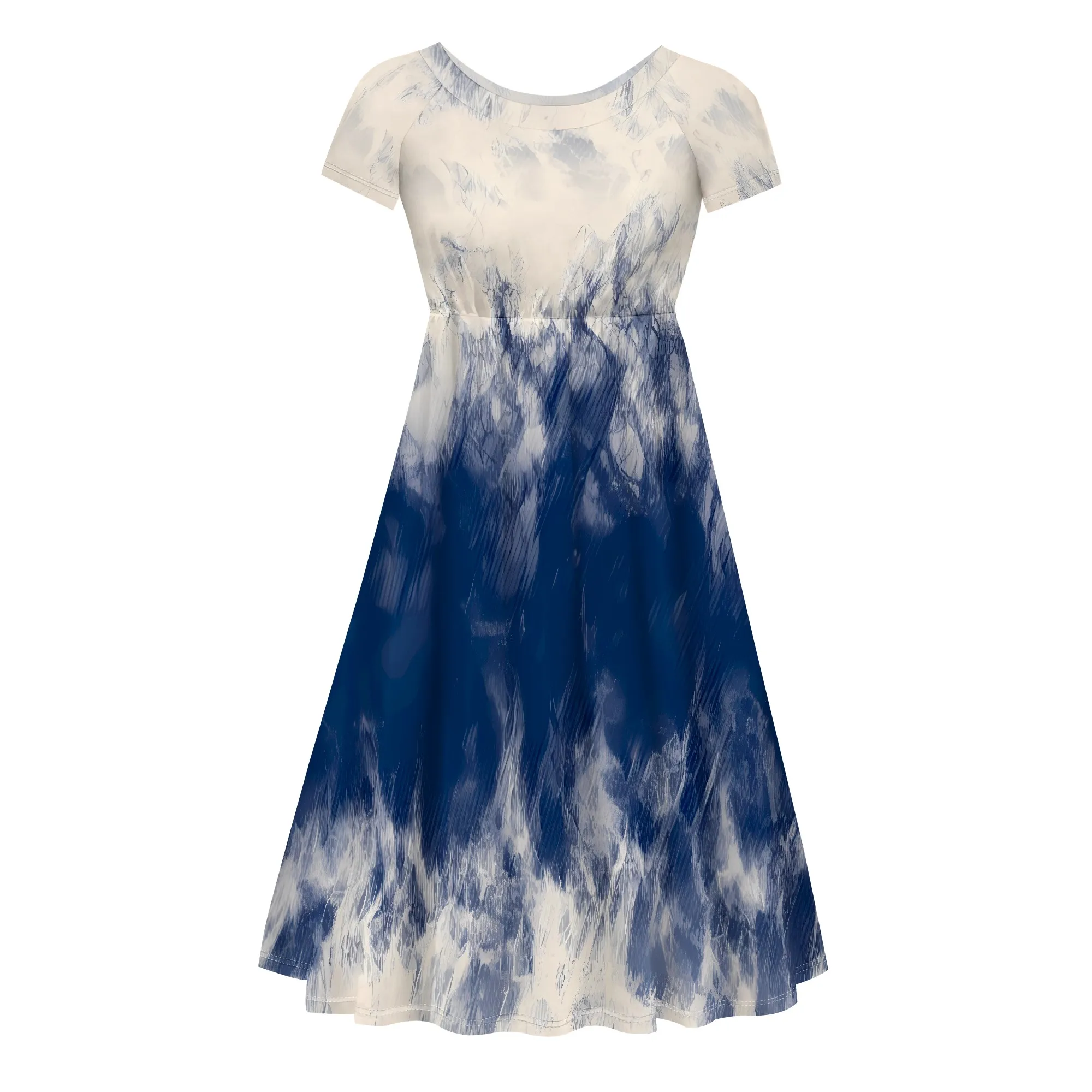 EQQZD Sukienki damskie w stylu boho z nadrukiem tie-dye, letnie, luźne sukienki z krótkim rękawem i okrągłym dekoltem