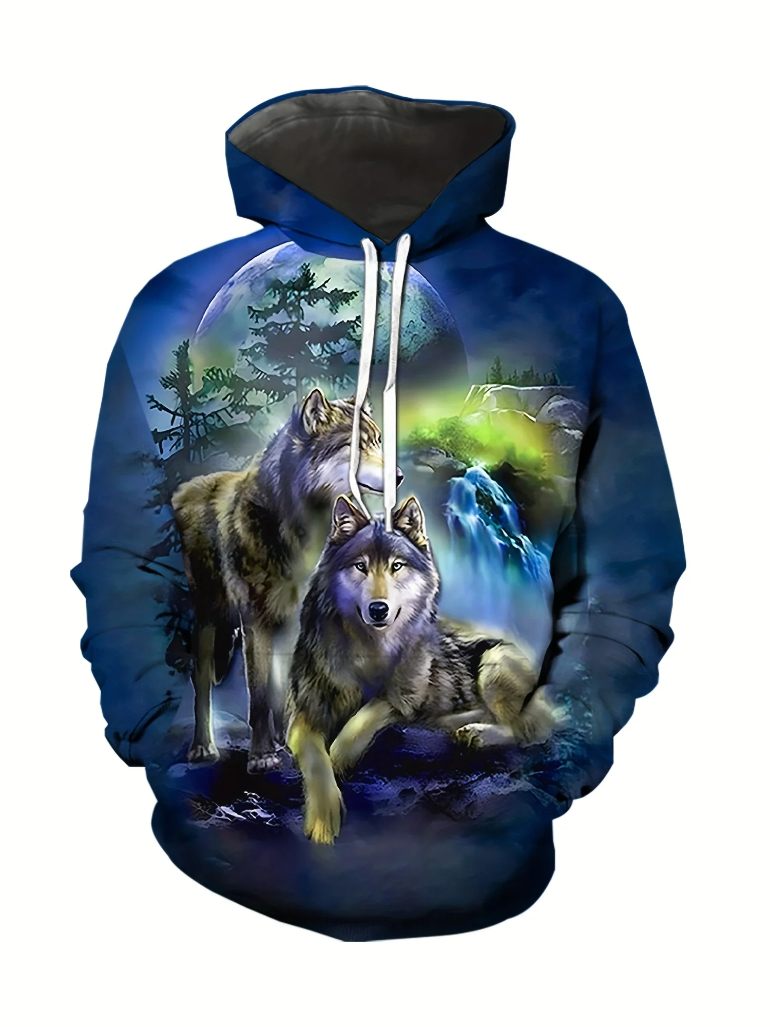 Herren-Kapuzenpullover in Übergröße mit Wolf-Print, bequem, mit Kängurutasche, lässiger Freizeit-Stil, Damen-Kapuzenpullover, Kinder-Kapuzenpullover