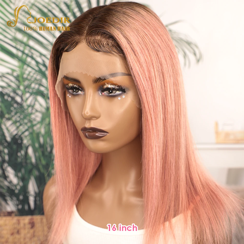 

Joedir Pink Straight Lace Front Wigs 13x6x1 Lace Part Human Hair Wig For Women Brazilian Remy Hair Transparent Lace Highlight Co