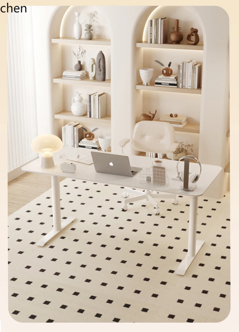 ZML Electric Height Adjustable Desk Home Pure Rock Plate Automatic Lifting Double Long Computer Office Study Desk