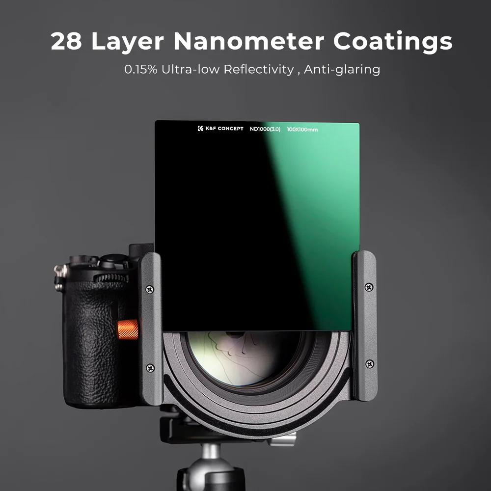 K & F Concept-filtro de lente cuadrado ND1000, 10 topes, 100x100mm, cristal óptico MRC, recubrimiento de 20 capas con funda de filtro para Cokin