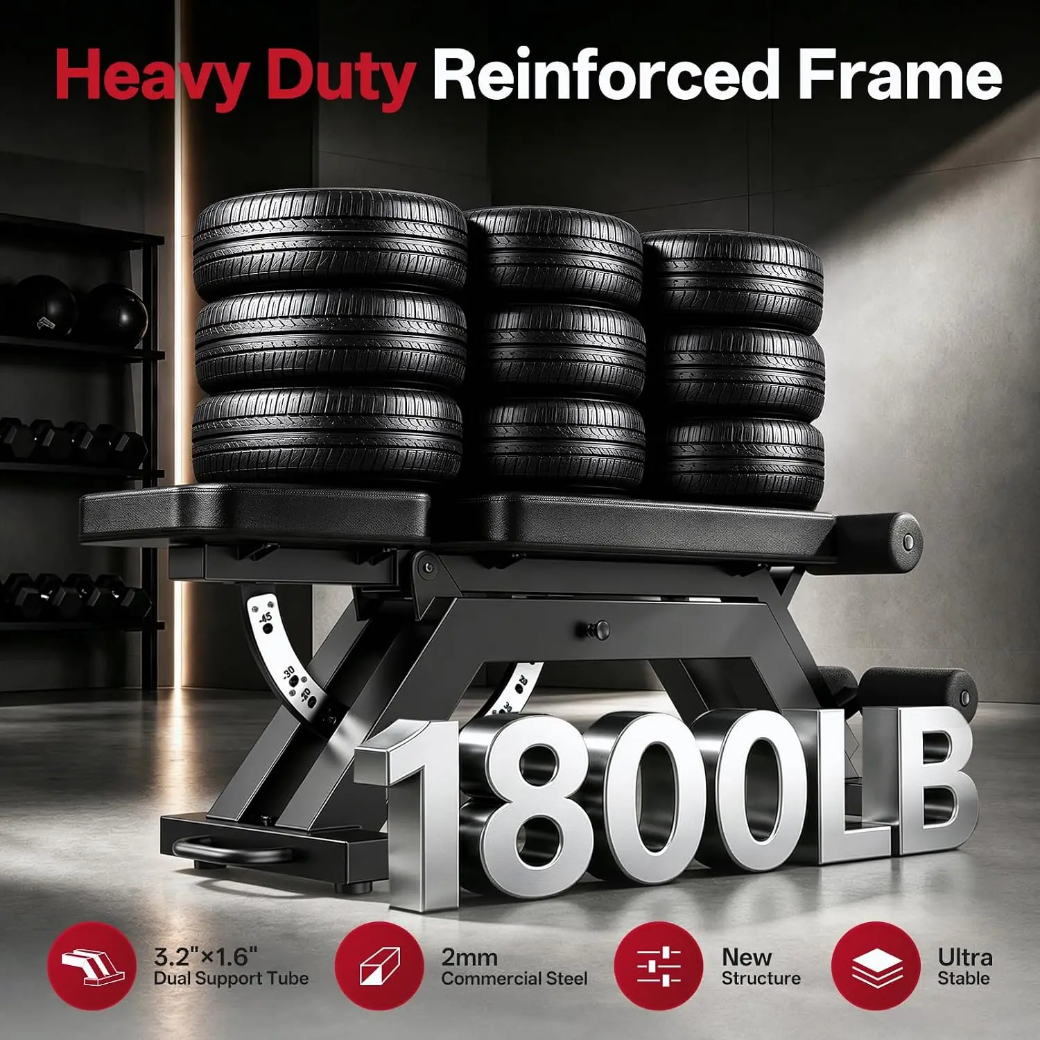 Adjustable Weight Bench, Ab Sit Up Bench, 1800LBS Workout Bench for Home Gym Full Body Strength Training