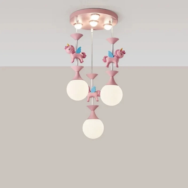 Children's Carousel LED Penadant Chandeliers for Princess Room Bedroom Living Room Hanging Lighting Decor Art Ceiling Lamps