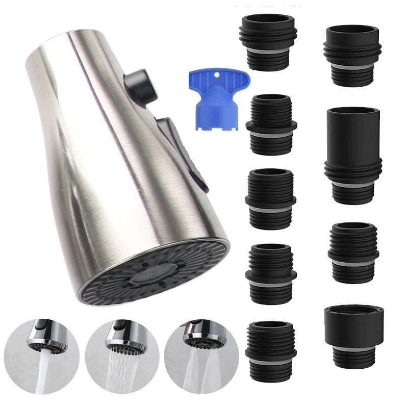 Efficient 9 Nozzles Sprayer for Kitchen Faucet, Replacement Head for Sink Tap