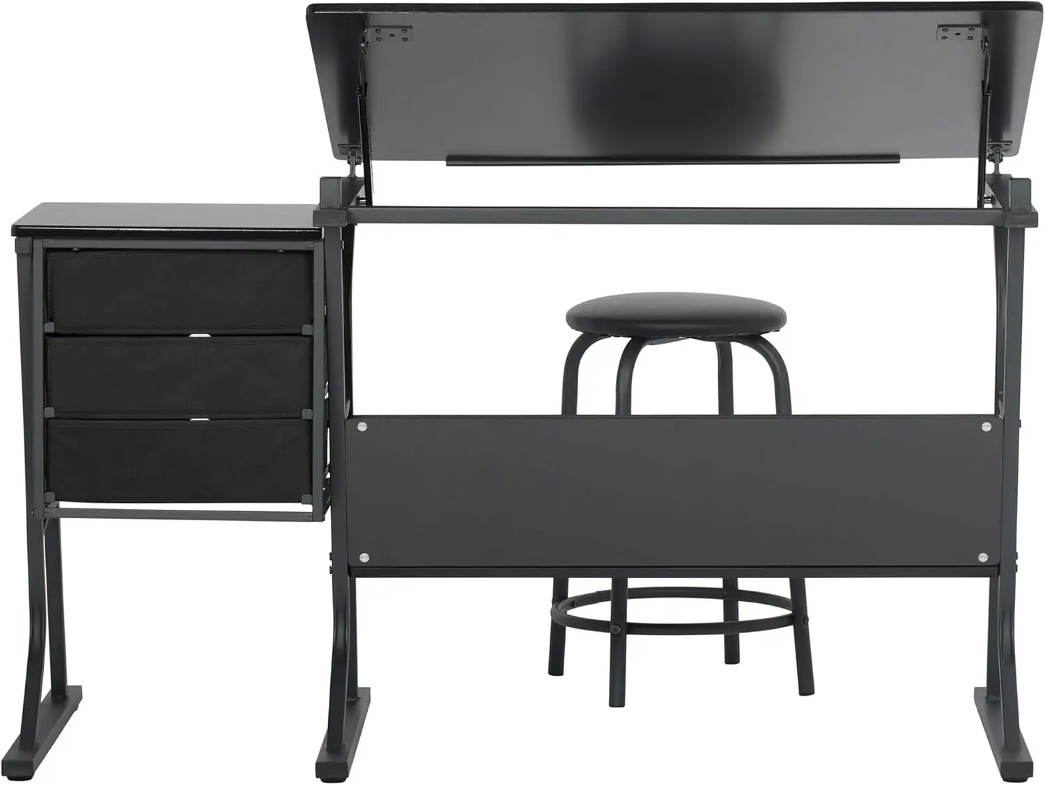 SD Studio Designs 2 Piece Eclipse Ultra Center Stool Drafting Table, Black