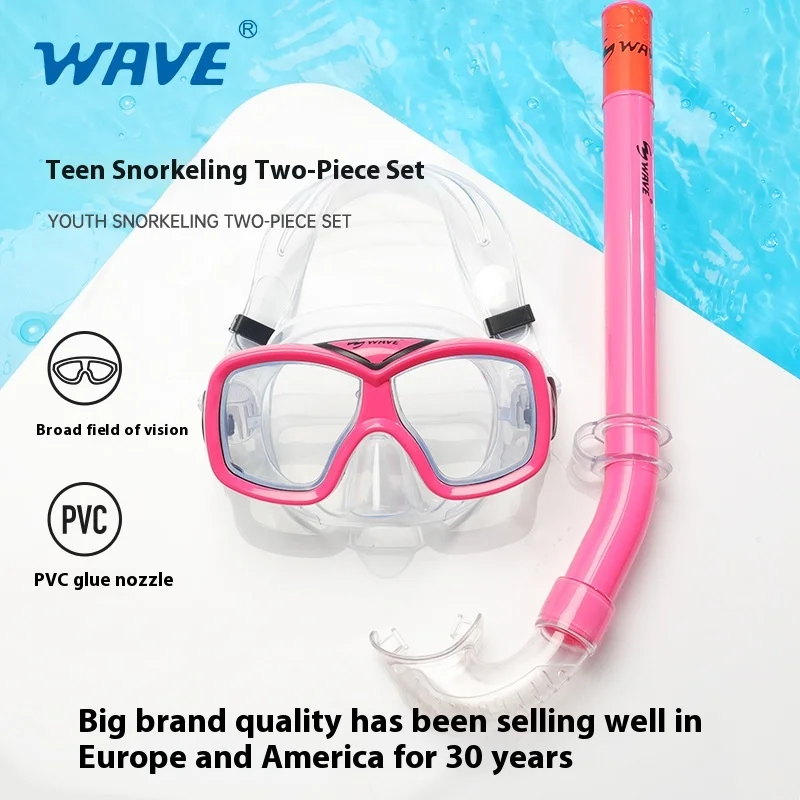 

WAVE New Snorkeling Children'S Men'S And Women'S Mask Snorkel Set Large Frame Teenage Free Diving Goggles