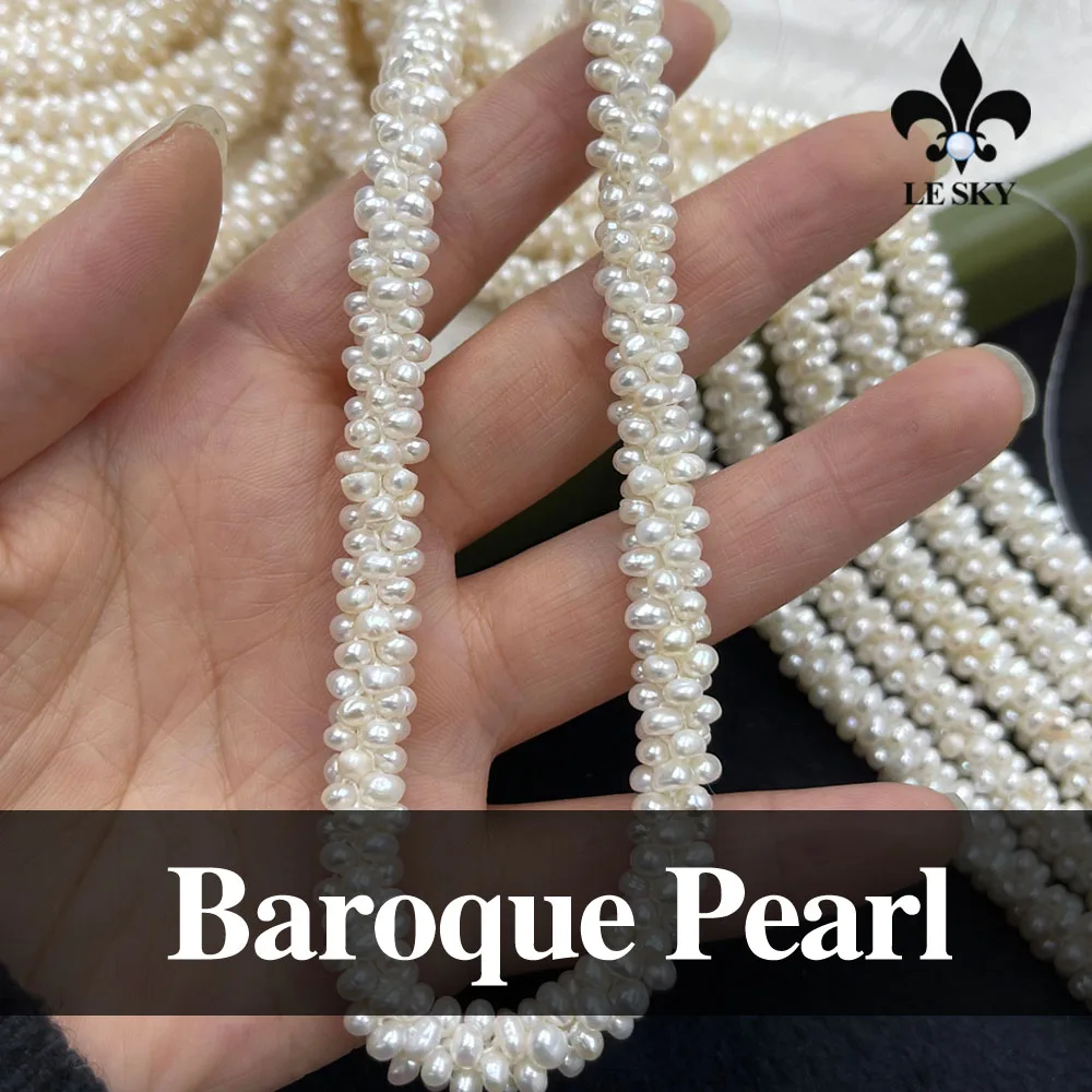 Gloss AAAAA+ Natural Freshwater 100% Pearls Bead 9-10mm Stacked Pearl Loose Spacer Beaded for Making DIY Jewelry Necklace LE SKY