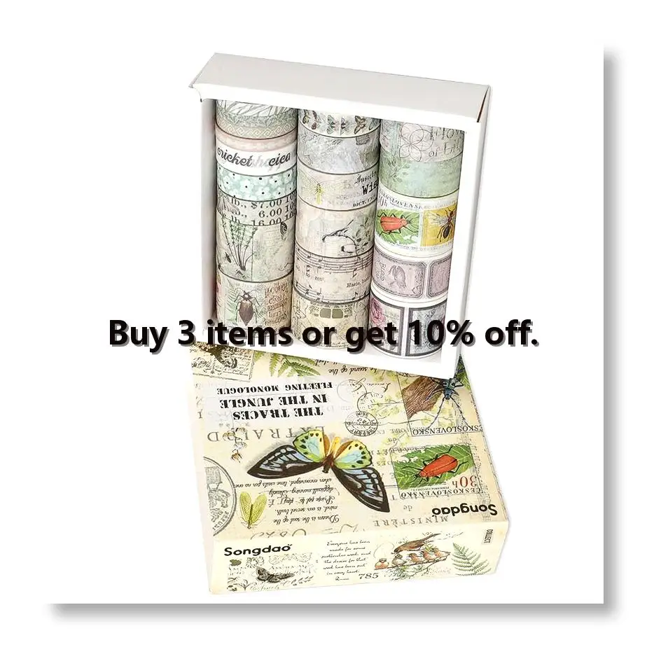 ●Vintage Washi Tapes Set, 20 Rolls Craft Tape Floral Butterfly Botanical Washi Masking Tape Roll Writable Decorative Tape