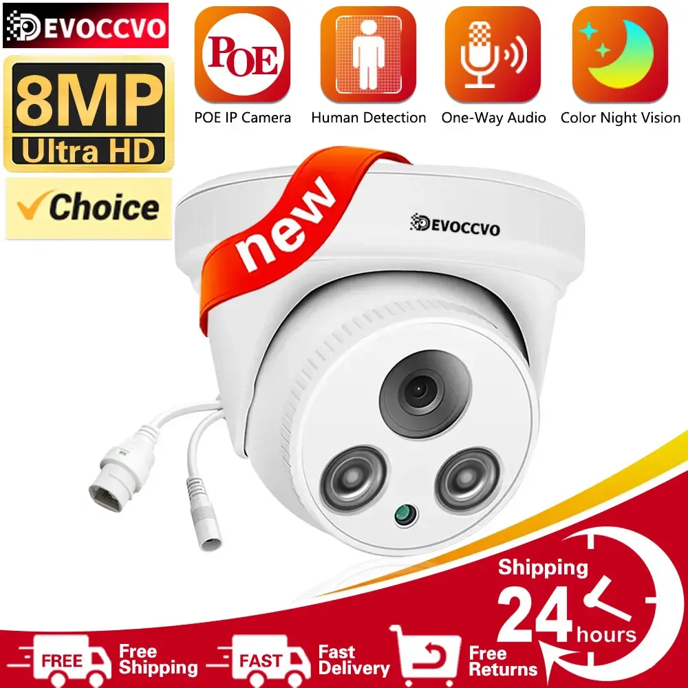 

4K ColorVu IP Camera Color Night 8MP Build in MiC PoE Security CCTV White DomeMotion Detection Video Surveillance Cameras