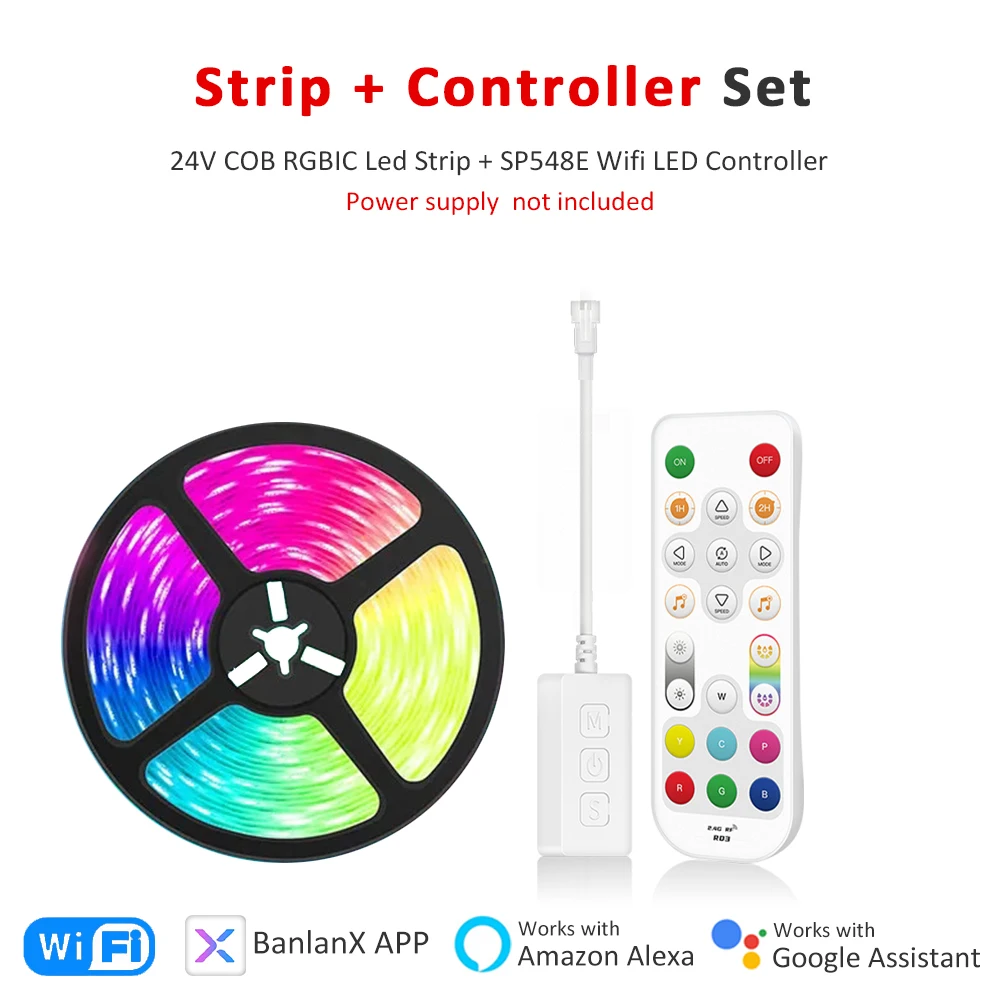 5M 10M 15M 20M Wifi RGBIC LED Strip Light 24V COB WS2811 Pixel Flexible Ribbon FairyNest APP IR Remote Alexa Voice Control Lamp image 3