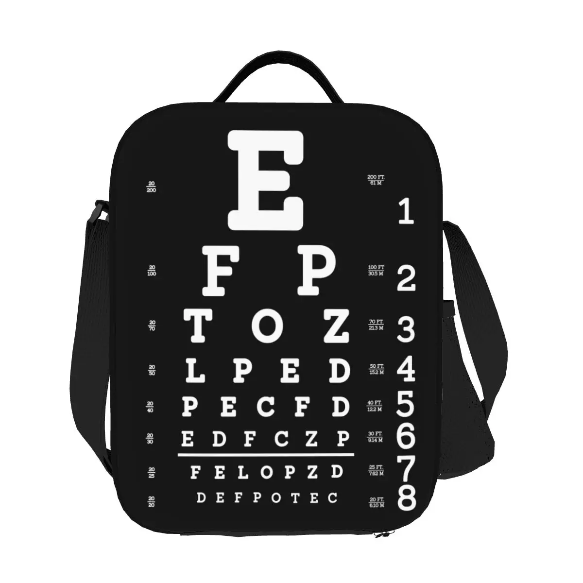 

Изолированная сумка-тоут для обеда на заказ Snellen Eye Chart для женщин, многоразовый термохолодильник для еды, коробка для бенто, детская школьная сумка