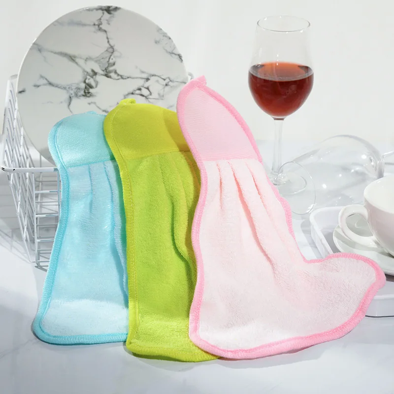 Household Kitchens and Bathrooms Use Absorbent Quick Drying Hand Towels Hangable Thickened Coral Velvet Towel Hand Towel