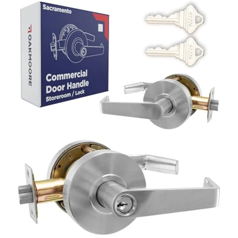 

Heavy Duty Commercial Door Handle Storeroom Lock Function Grade 2 Commercial Door Locks, Keyed for Schools and Businesses Store