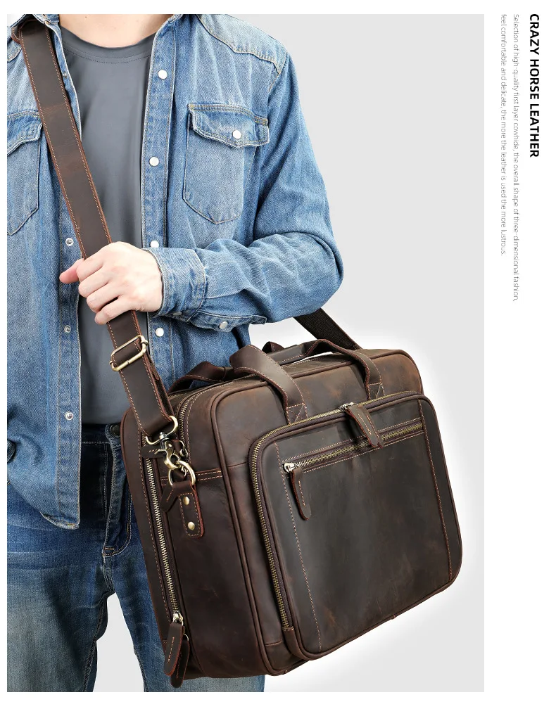 حقيبة جلد البقر المحبوب بالكامل للرجال حقيبة كروس للأعمال الفاخرة ذات سعة كبيرة للسفر وعطلة نهاية الأسبوع وحقيبة ركاب المكتب #6
