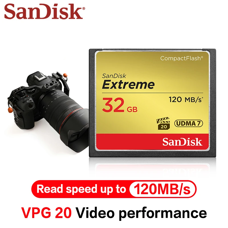 Original SanDisk Extreme CompactFlash Memory Card CF Card 32GB 64GB 128GB UDMA 7 Video Card for DSLR cameras and HD camcorders