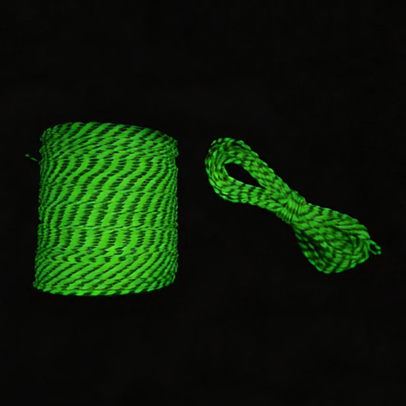 Luminous Reflective White Paracord 2MM DIY Braided Rope High-Intensity Fluorescent Thin Cord for Outdoor Use 10M/100M