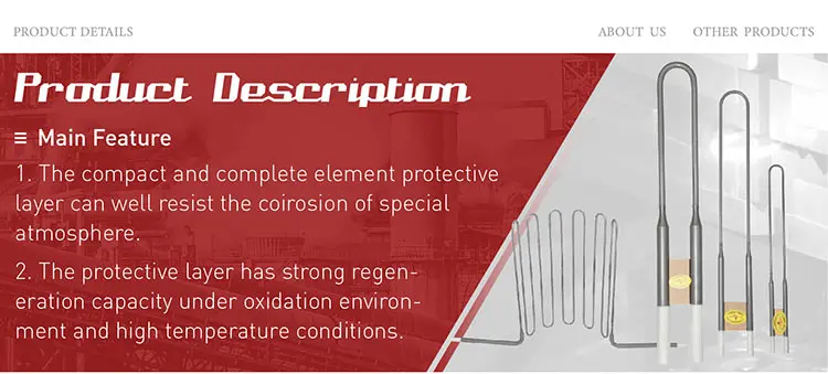 TC1700 MoSi2 Heating Element High-Temperature Flexible U-Type Rod, Ceramic for Electric Furnace Kiln and Heating Application Use