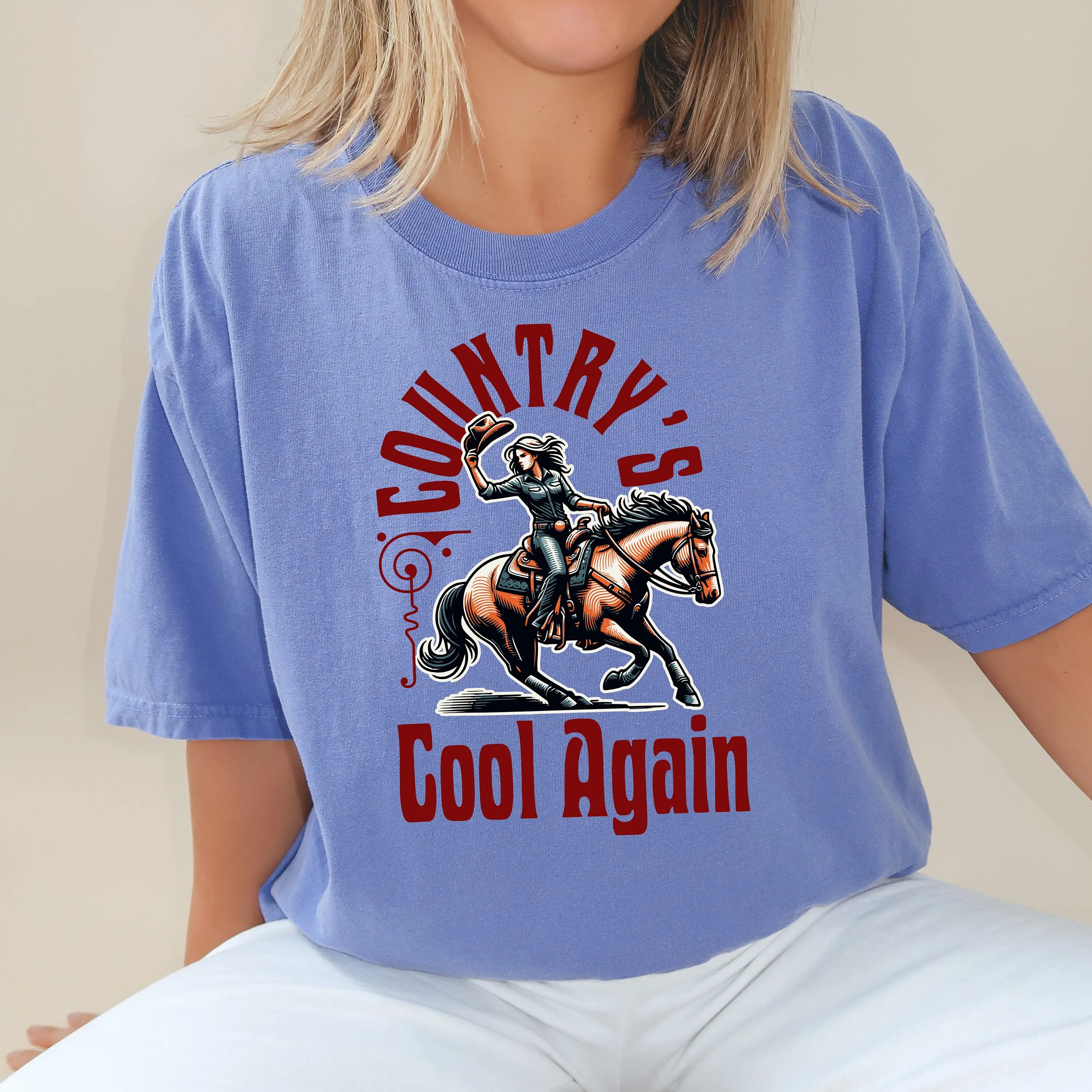 Country'S Cool Again Comfort Colors T Shirt For Lainey Country Music Fan Concert Western Her Wildflowers Wild Horses Vibes