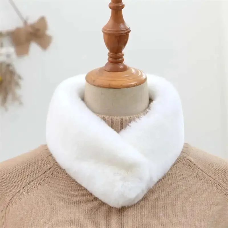 

Rex Rabbit Fur Scarf For Women Winter Warm Double-Sided Thickened Fur Collar Luxury Fur Neck Warmer Natural Fur Scarves