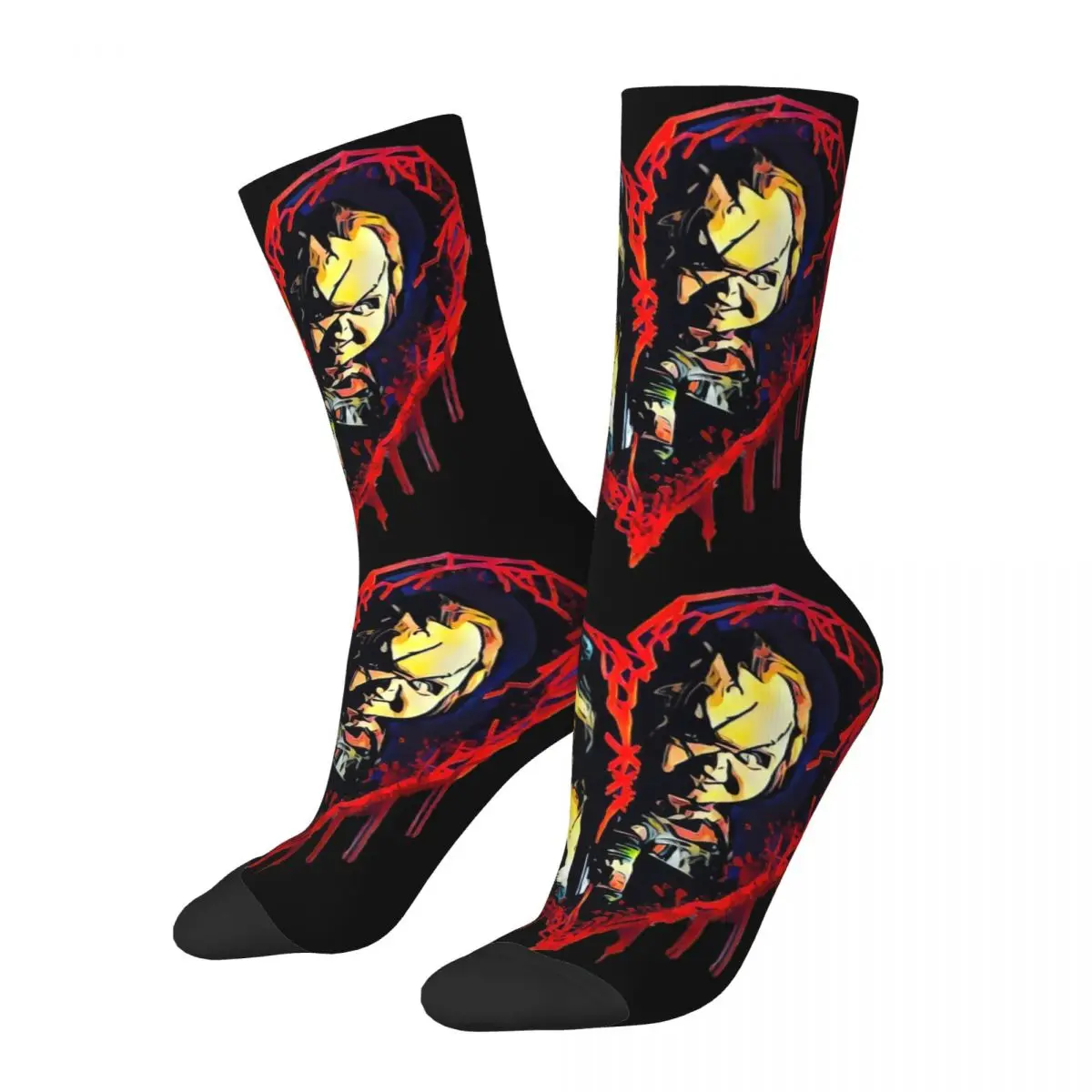 Horror Chucky Merchandise Socks Non-slip Vintage Heart Sport Middle Tube Socks Cute for Mens Little Small Gifts