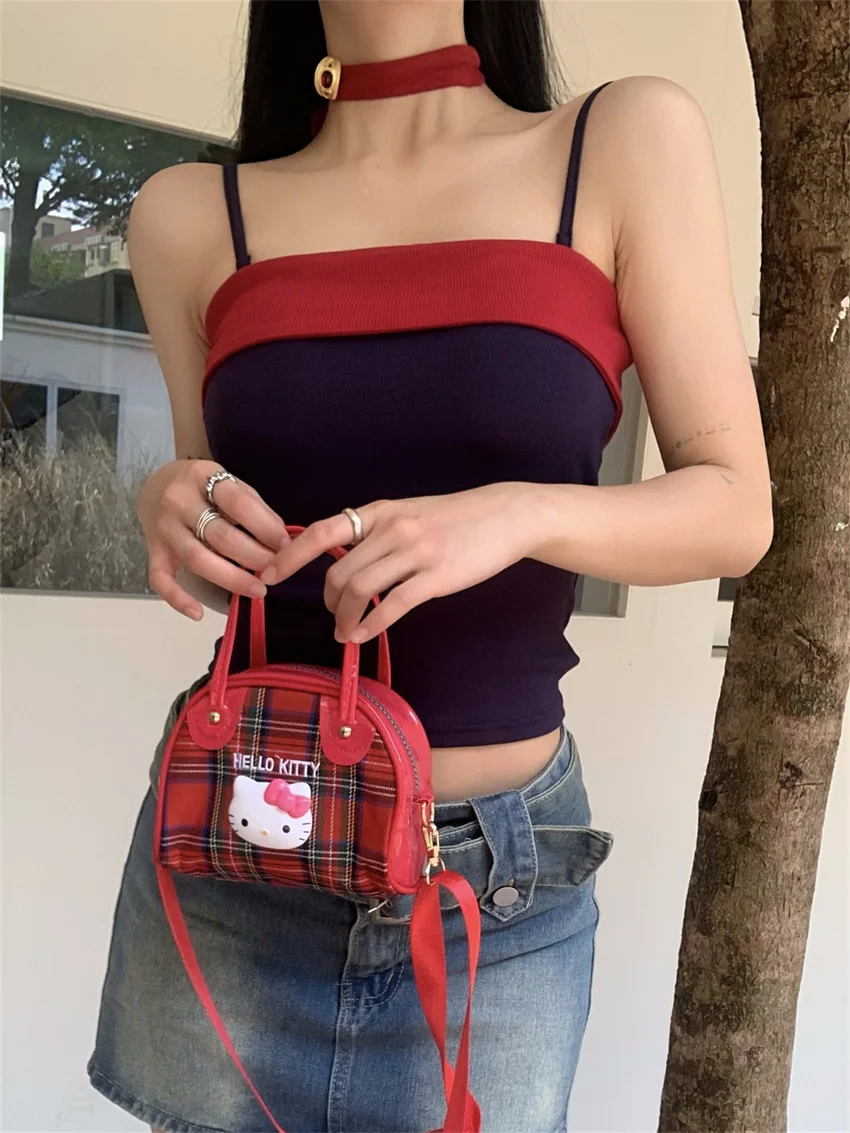 PLAMTEE Red Hot Girls Camis New Women Sexy With Necklace 2024 Slim-Fit Bottoming All Match Summer High Street Casual Tank Tops