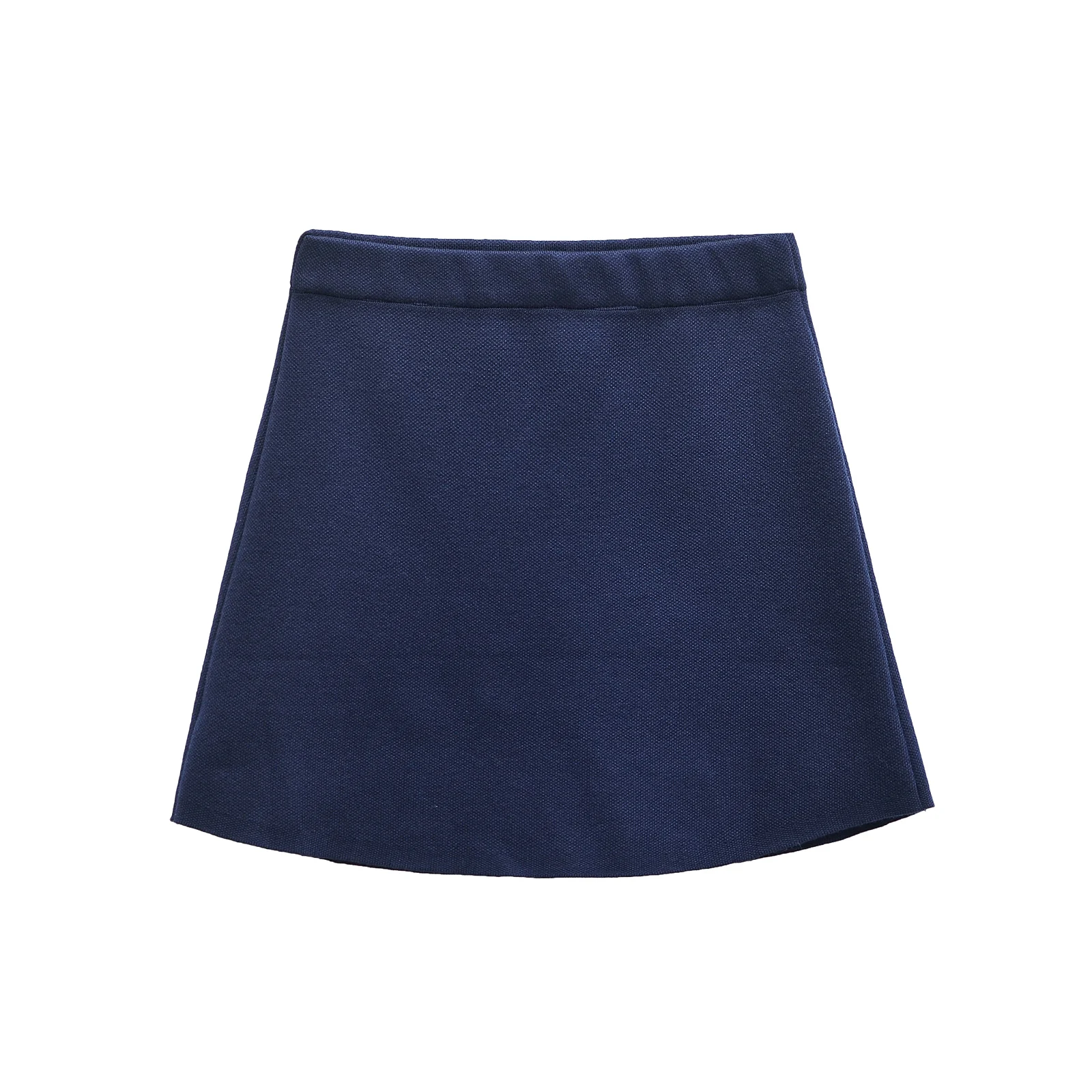 Women Casual High-waist A-line Mini Skirts Blue Solid Elegant Skirts Slimming Short Dress Belly Covering Summer Skirts 9598242