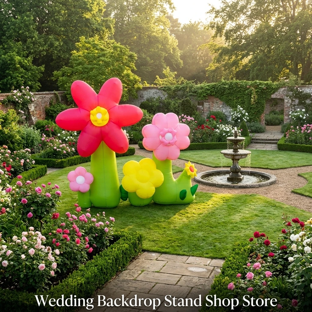 6FT Inflatable Spring Flowers Blow Up Floral Yard Decor with Light Colorful Lawn Art for Easter Party Mall Event Decoration