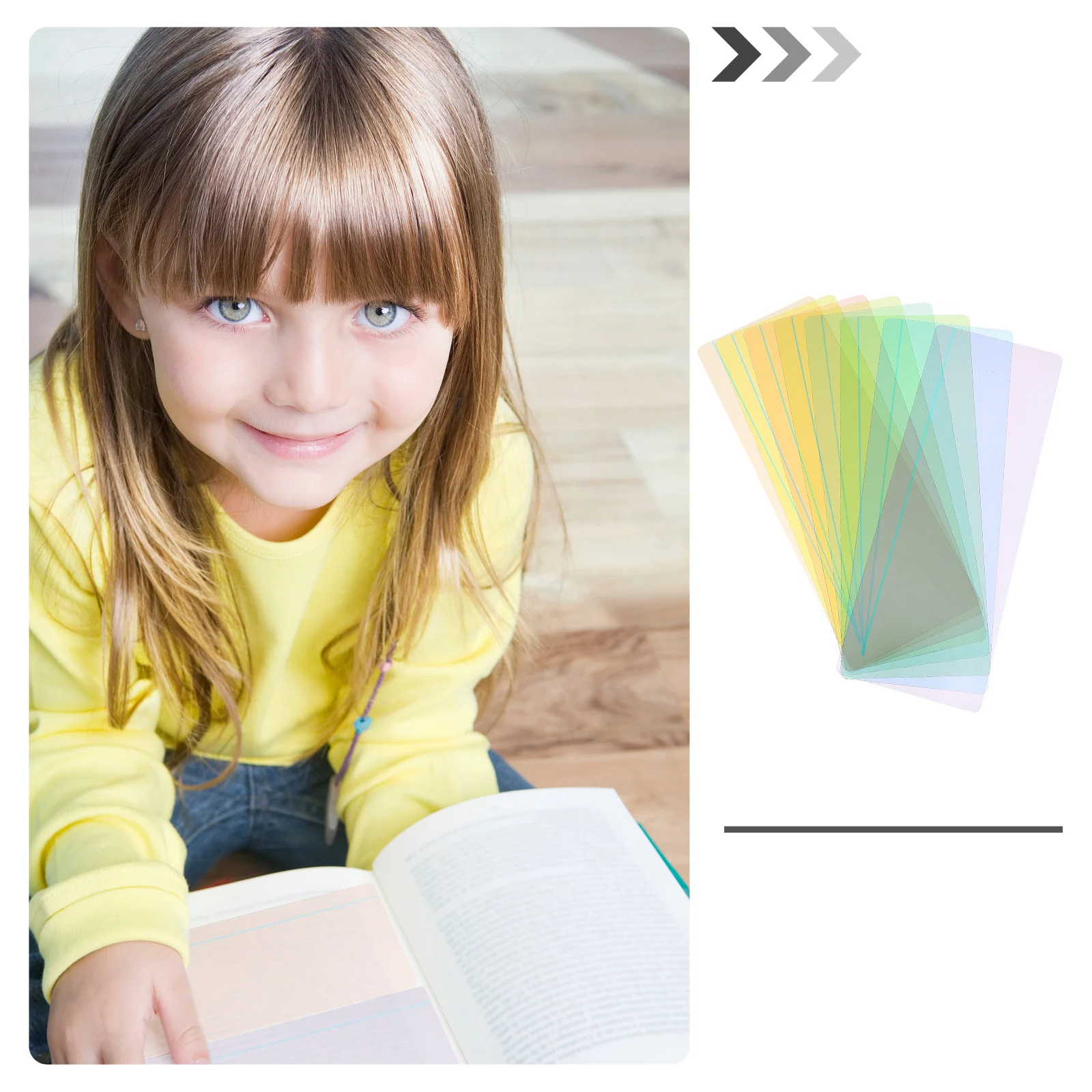 8 قطعة شرائط القراءة الإشارات المرجعية الموجهة الملونة تسليط الضوء على علامات الصفحة تتبع علامات PVC لعسر القراءة #5