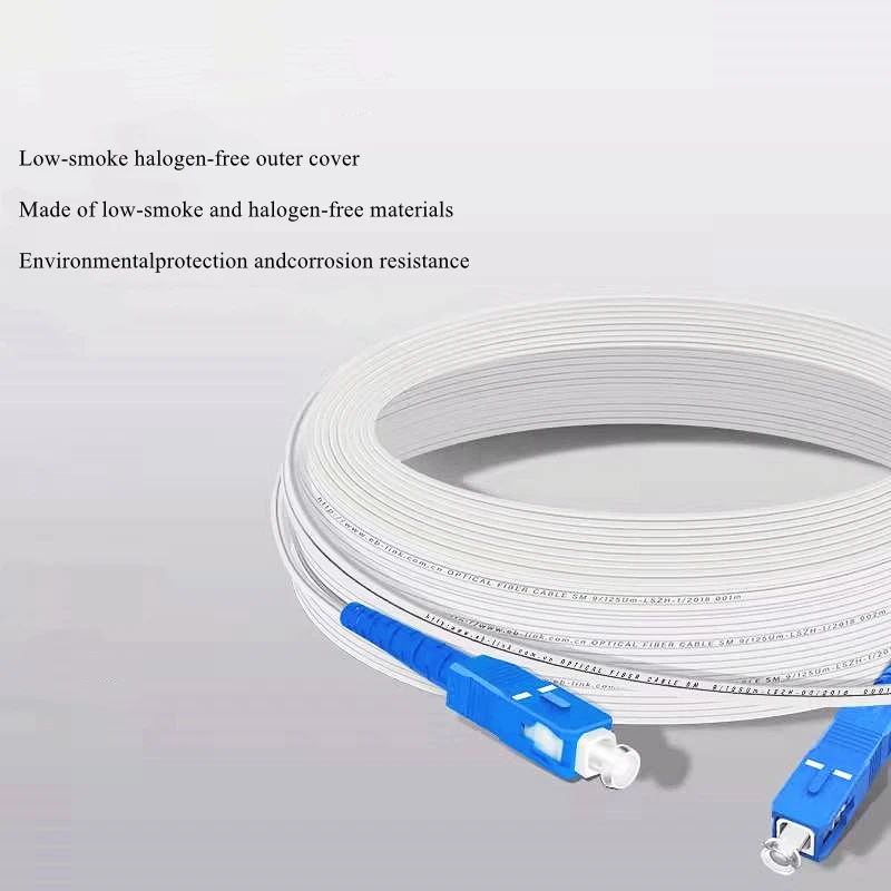 HTOC Fibra Óptica Patch Cable, Singlemode, Simplex, SC, UPC para SC, UPC, Interior, Gota, FTTH, Branco