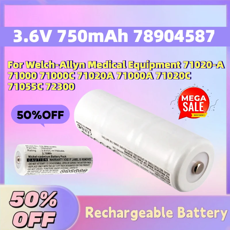 New 3.6V 750mAh 78904587 Ni-CD Battery for Welch-Allyn Medical Equipment 71020-A 71000 71000C 71020A 71000A 71020C 71055C 72300