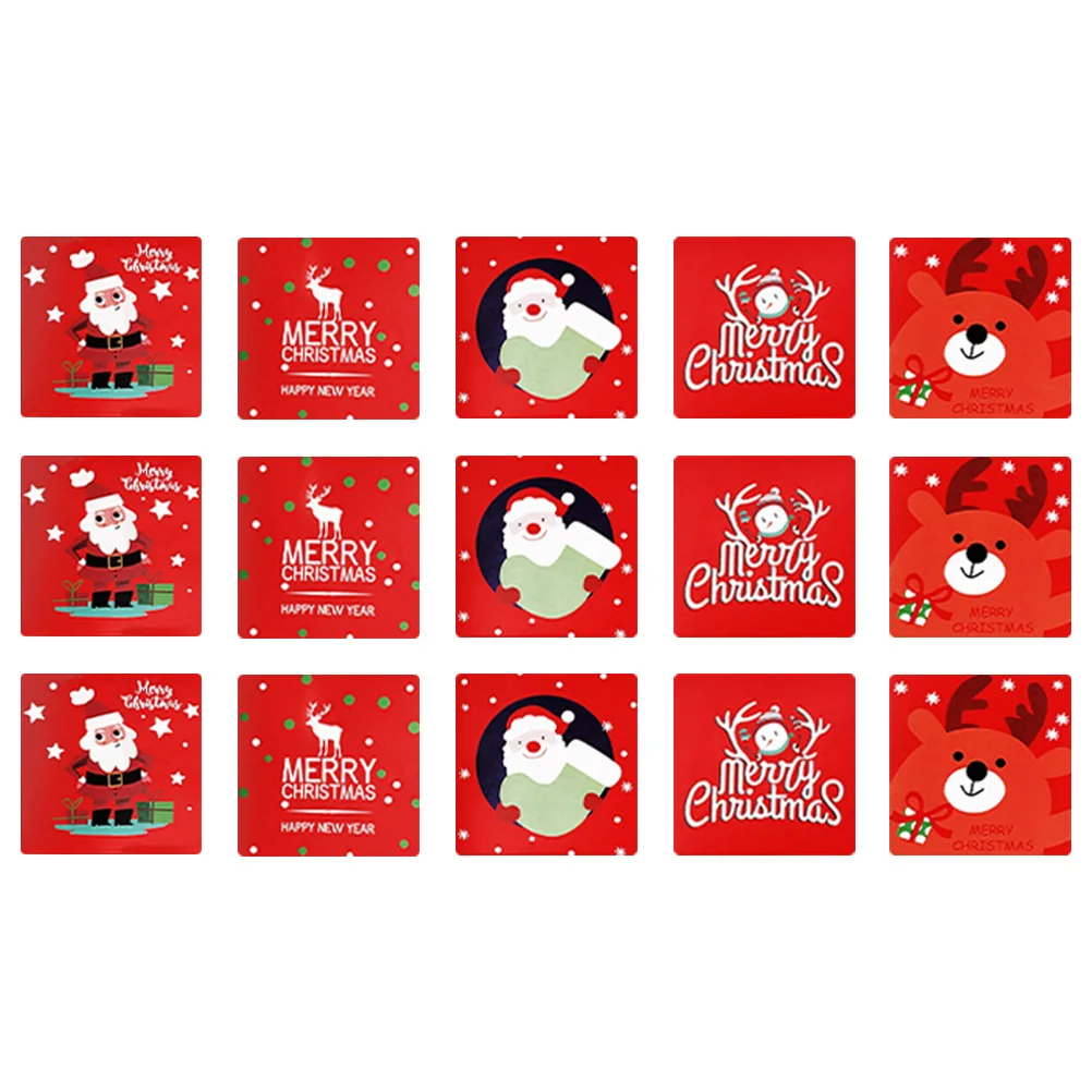 

15 Pcs Christmas Set Greeting Cards DIY Postcards Holiday Paper Xmas Themed Cards Bright Color Practical Use Share Family