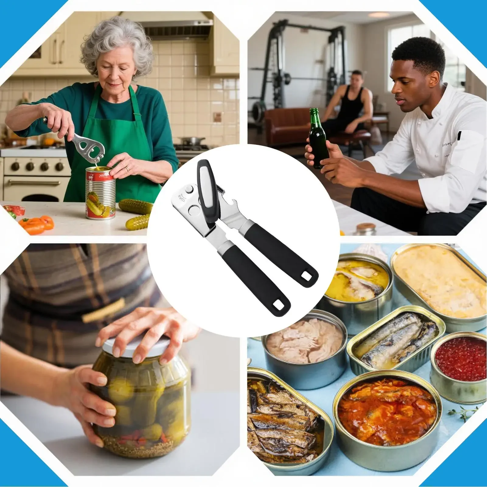 With Non-Slip Handle Lid Remover For Kitchen Canning Tin Opener Heavy Duty Can Openers For Seniors Magnetic Grippers Tools