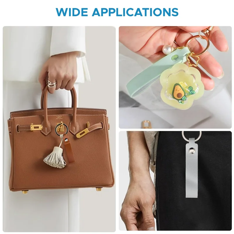 ABUP-50Pcs PU Leather Key Fob Kit, Keychain Blanks With Rives And Key Rings, Rectangle Leather Key Chain Bulk For DIY Craft