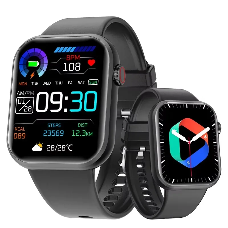 Smart watch men's square high definition screen bluetooth call heart rate waterproof sports smart watch women IOS Android