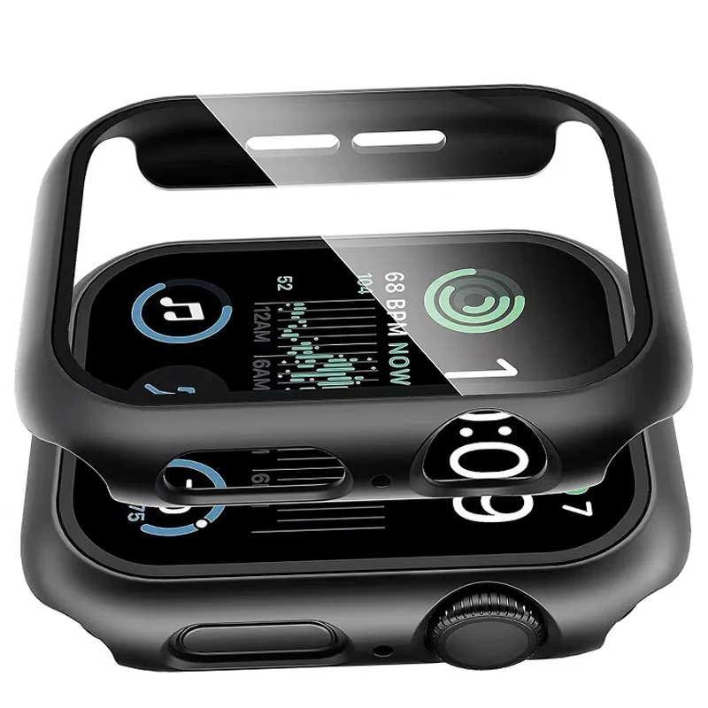 2 stücke Gehärtetem Glas Fall Für Apple Uhr Serie 11 10 9 8 7 6 SE 42 46mm 45MM 41MM 40mm 44MM Screen Protector Abdeckung Zubehör