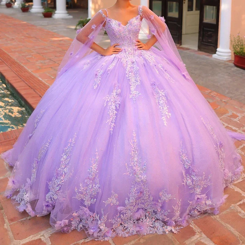 Angelsbridep Charming Lilac Off Shoulder Ball Gown Quinceanera Dresses 2025 Spaghetti Straps Party Gown Vestido De Quinceañera