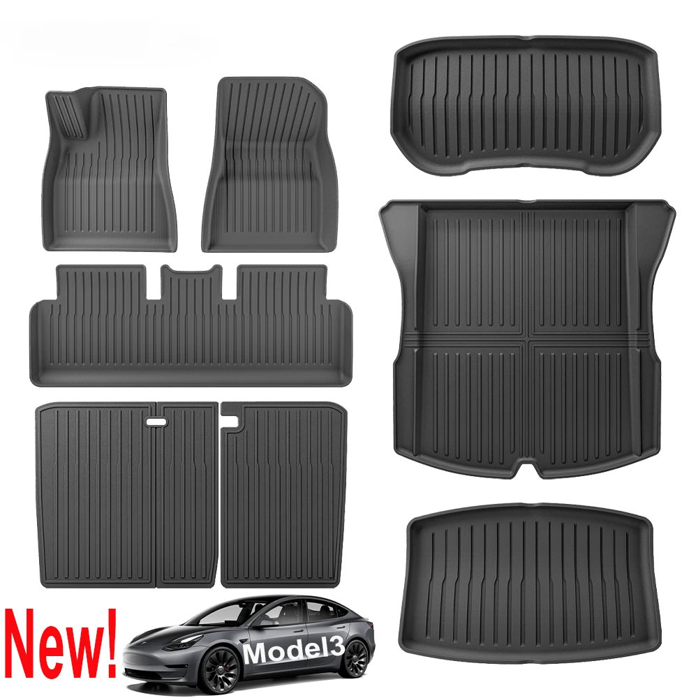 

TPE Floor Mats for 2024 New Tesla Model 3 Highland All Weather Front Rear Cargo Liner Mat, Waterproof Anti-Slip Mats Accessories