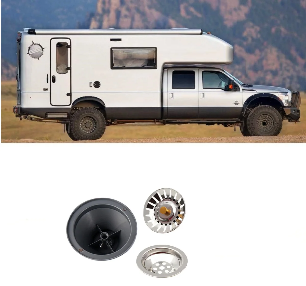 RV Sink Waste Outlet With Removable Strainer 1.1/4