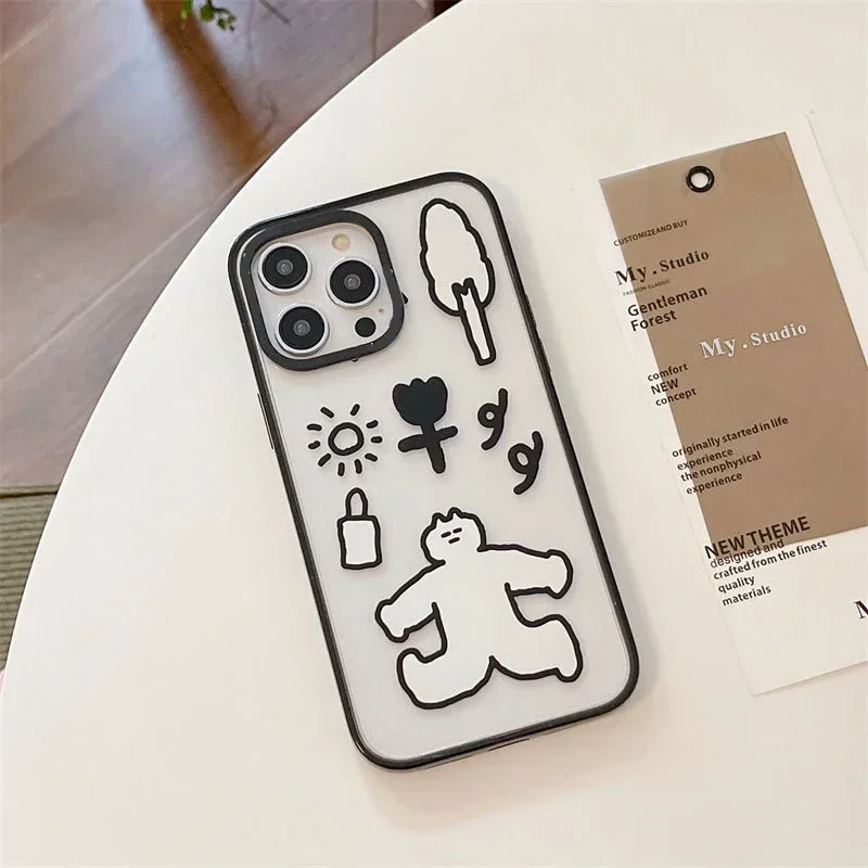 2.0 Version Acrylic Upgrade Border Sos Cartoon Phone Case Cover for IPhone 11 12 13 14 15 Pro Max Case for IPhone 15 Pro Max