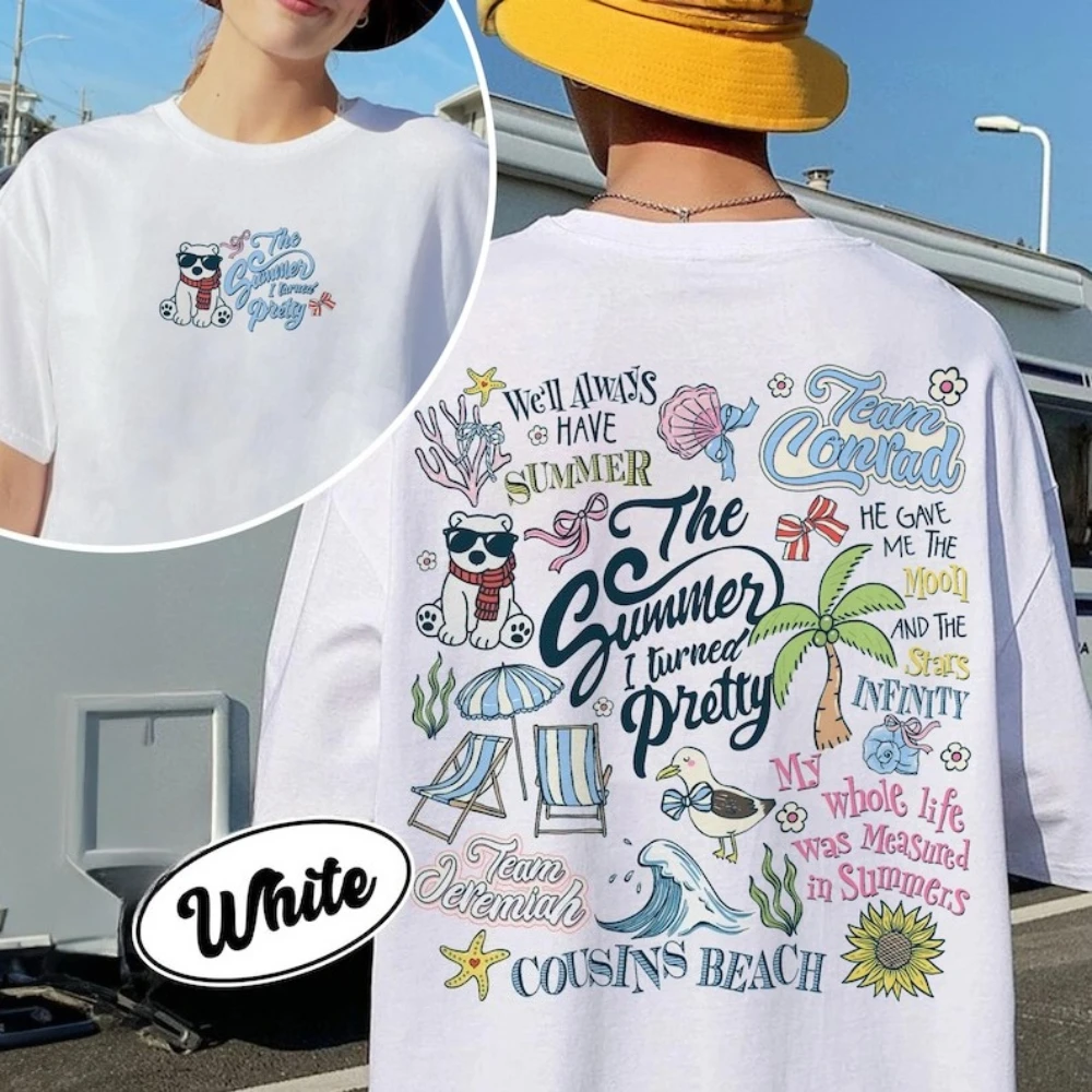 Summer I Turned Pretty 2 Sided Women Men T-Shirt Team Conrad Team Jeremiah Cousins Tee Summer Vibes Bookish Shirts for Women