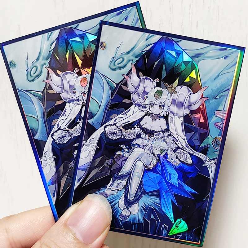 50 PCS Yugioh Icejade Aegirine Rahn Mangas de cartão Yu-Gi-Oh! Estojo protetor de brilho laser para cartões colecionáveis TCG OCG