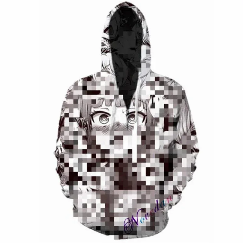 Толстовки с капюшоном в стиле аниме Ahegao для женщин и мужчин с 3D принтом и капюшоном, забавная толстовка с лицом девушки, уличная одежда в стиле хитай, манга, пуловер большого размера в стиле Харадзюку