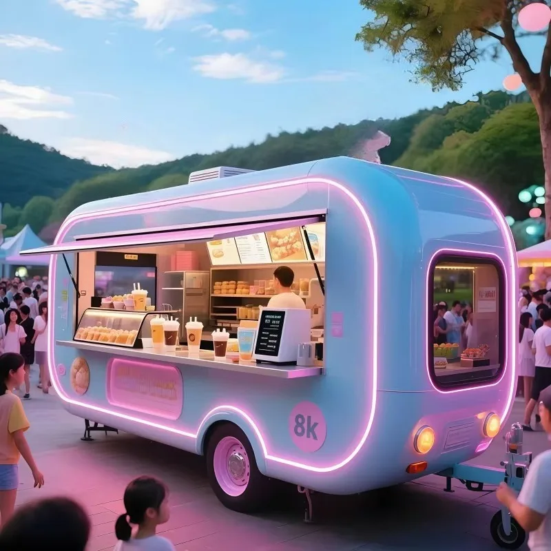 Customized All in One Capsule Shaped Mobile Food Cart With Equipment Functioning As a Mobile Street Food Vendor Cart