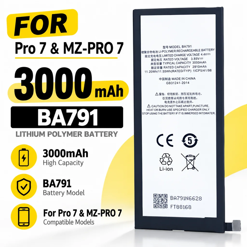 3000mAh Phone Replacement Battery BA791 / BA-791 for Meizu Pro 7, Rechargeable Mobile Phone Battery Replacement With Tools