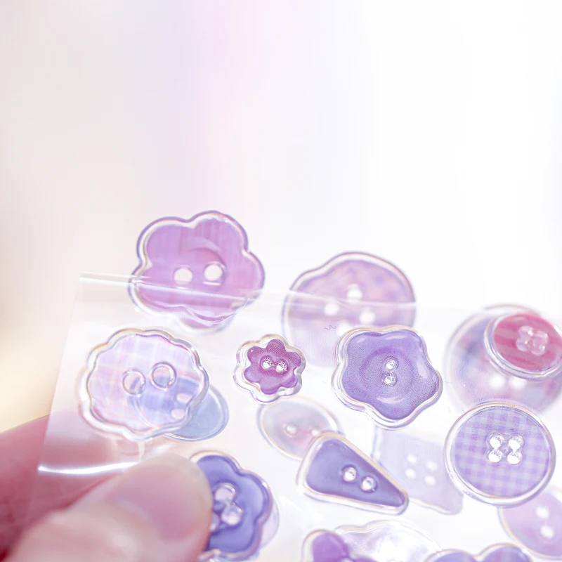 Mr.Paper 2 Packs Epoxy Resin Stickers Cute Cartoon Button Shape 3D Decals DIY for Journal Phone Case Scrapbook Collage view 5