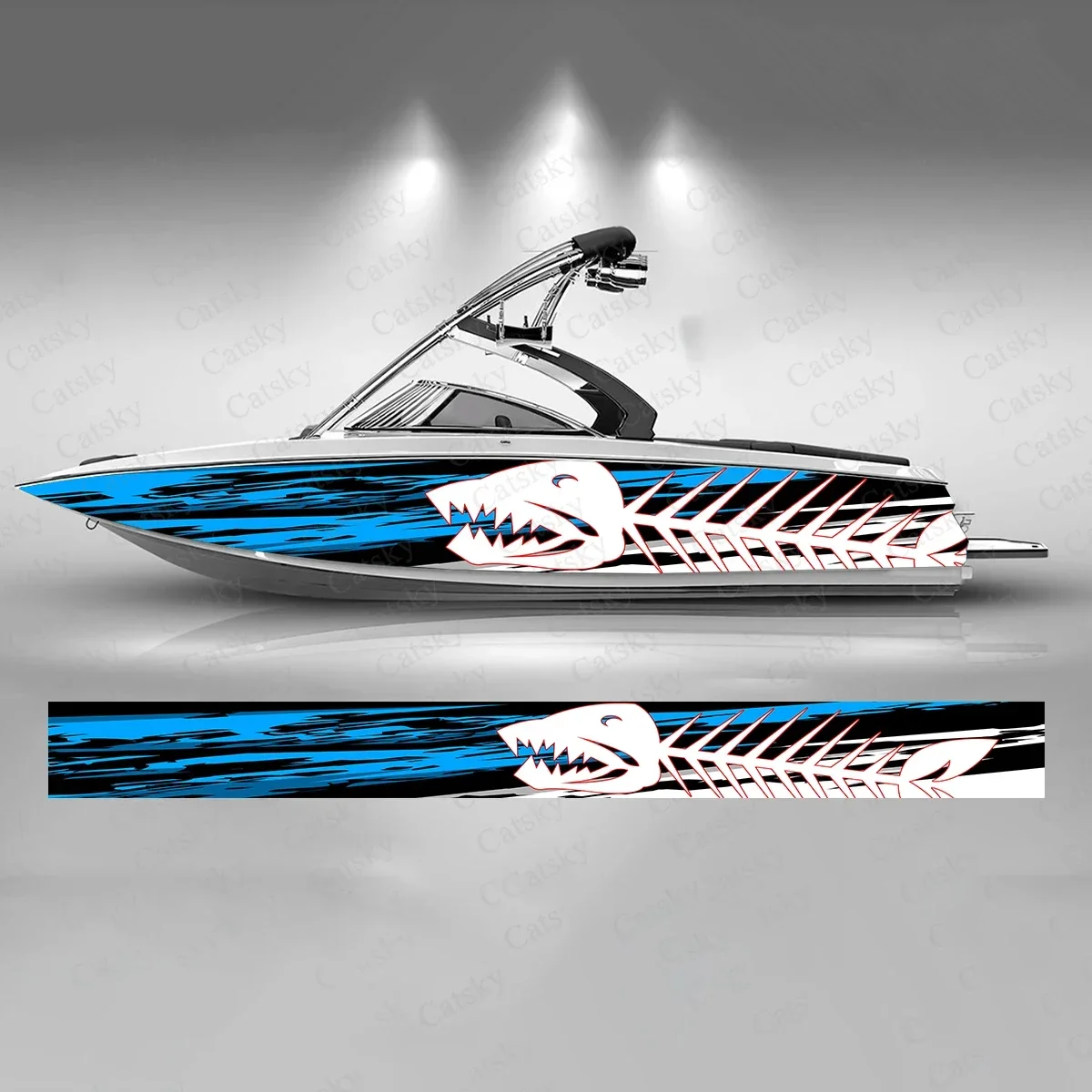 

Абстрактная Геометрическая наклейка с изображением рыбных костей и лодок, модная виниловая водостойкая наклейка на заказ с рисунком лодки