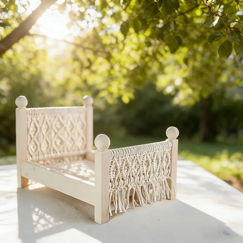 

Разборная деревянная кровать белого цвета в богемном деревенском европейском стиле, реквизит для фотосессий, декор для дома, для фотостудии