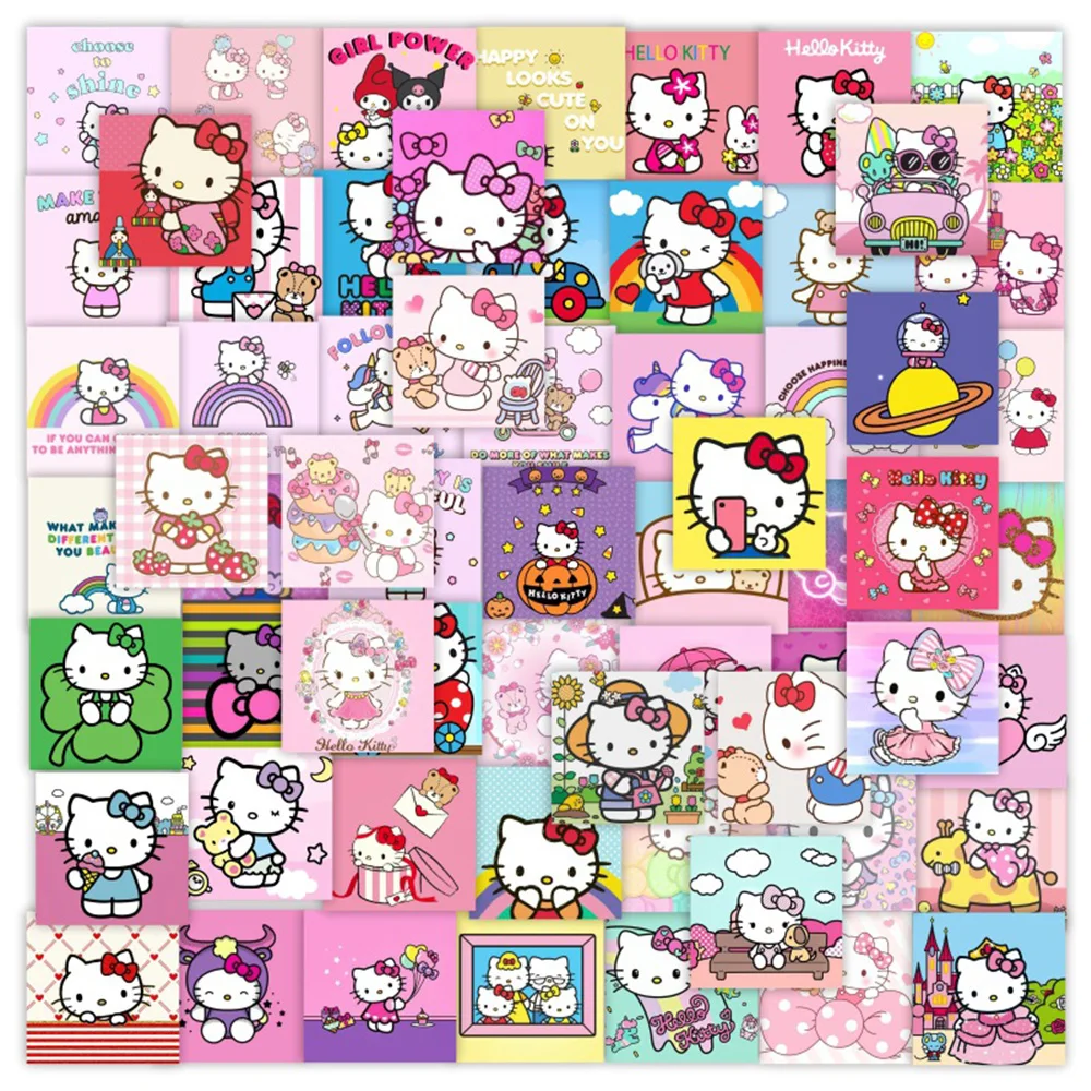 

10/30/63pcs Cute HELLO KITTY Stickers Kawaii Cartoon Sticker for Kids Toy DIY Phone Water Bottle Suitcase Sanrio Anime PVC Decal